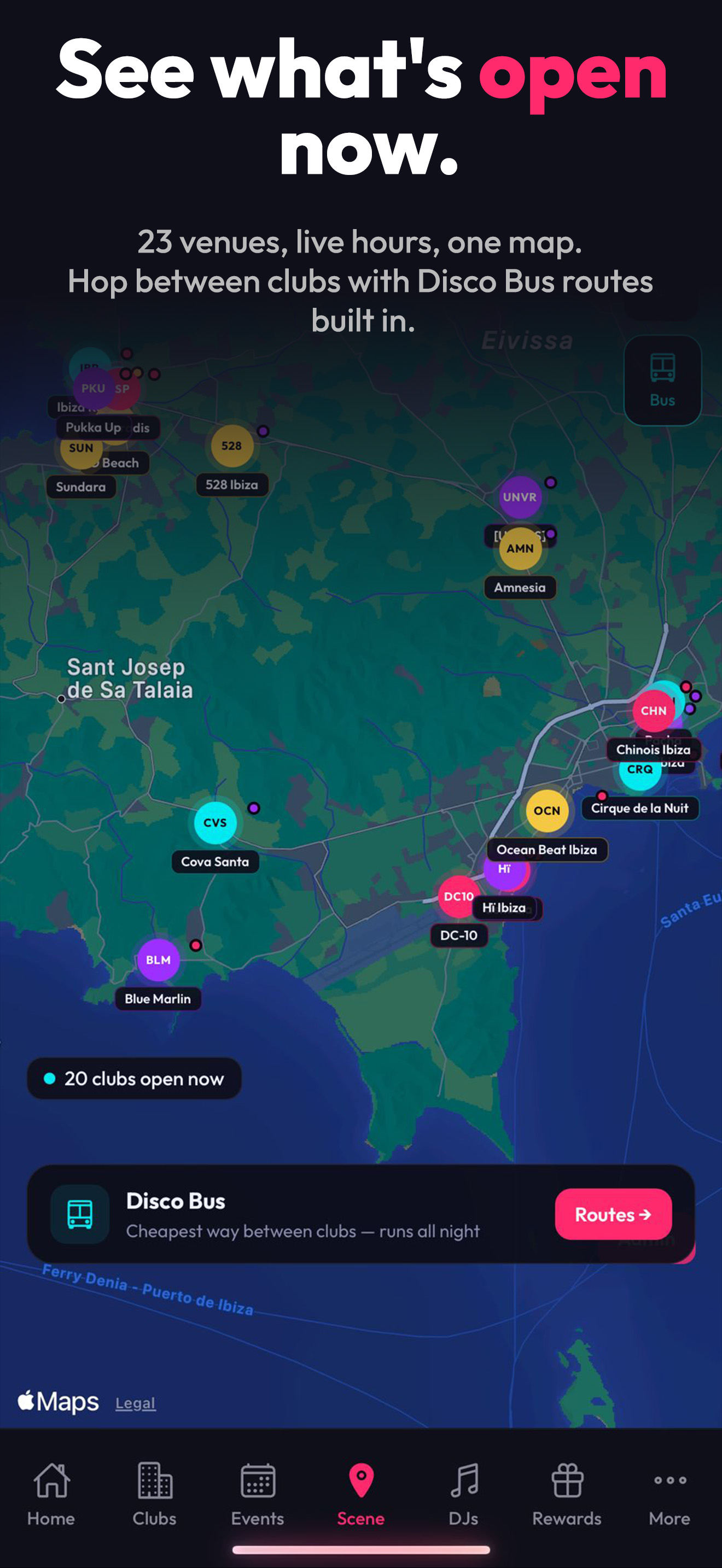 ISLA — Live map of clubs open now